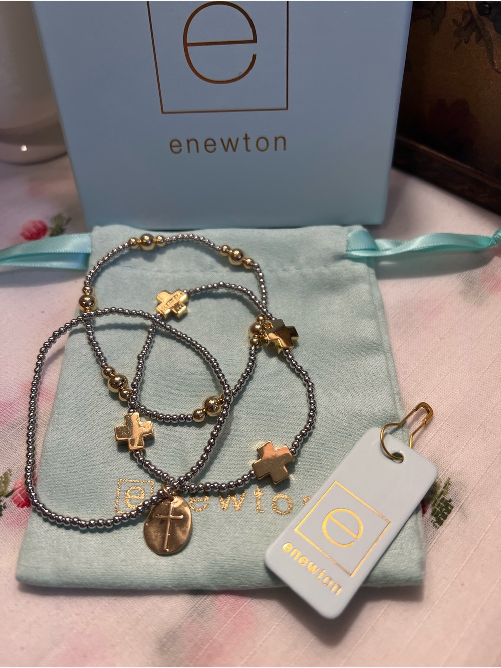 enewton Gold and Silver Cross & Charm Bracelet Set — Gold and Silver
